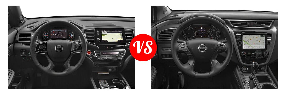 2021 Honda Passport SUV Elite vs. 2021 Nissan Murano SUV Platinum / SL - Dashboard Comparison