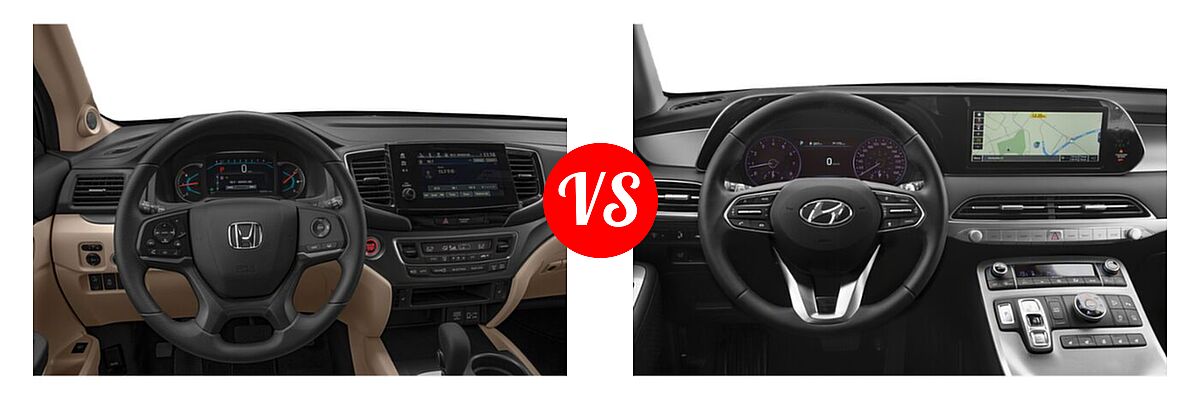2021 Honda Pilot SUV EX vs. 2021 Hyundai Palisade SUV Calligraphy - Dashboard Comparison