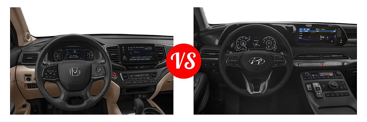 2021 Honda Pilot SUV EX vs. 2021 Hyundai Palisade SUV Limited - Dashboard Comparison