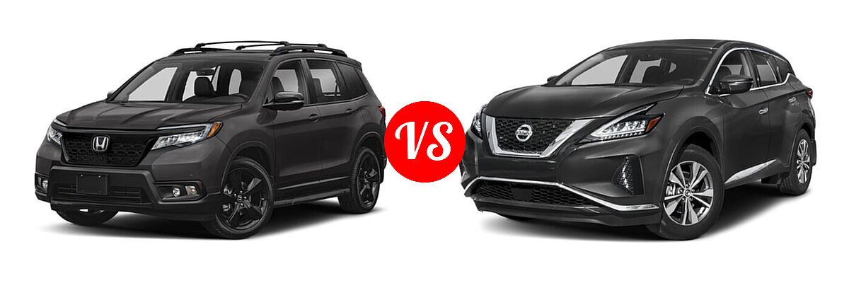 2021 Honda Passport SUV Elite vs. 2021 Nissan Murano SUV S / SV - Front Left Comparison