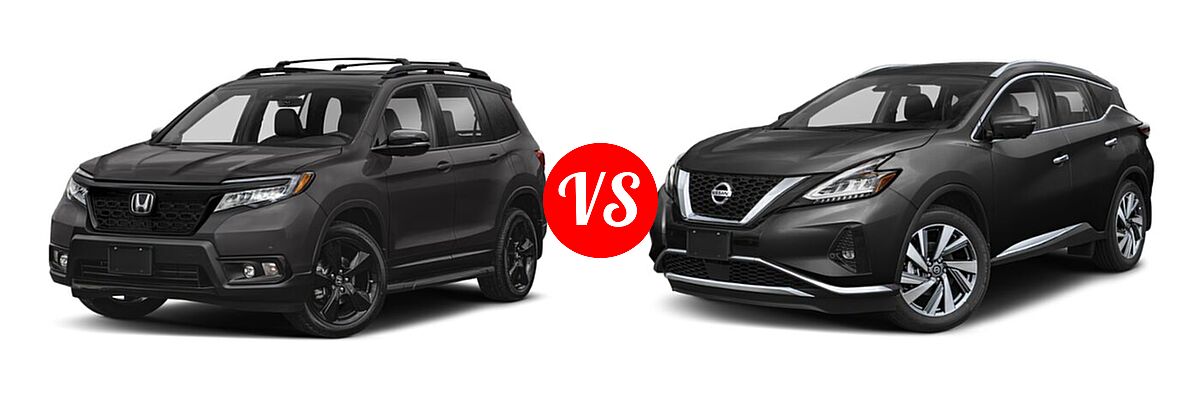2021 Honda Passport SUV Elite vs. 2021 Nissan Murano SUV Platinum / SL - Front Left Comparison