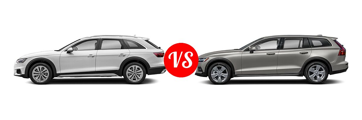 2021 Audi A4 allroad Wagon Premium / Prestige vs. 2021 Volvo V60 Cross Country Wagon T5 AWD - Side Comparison