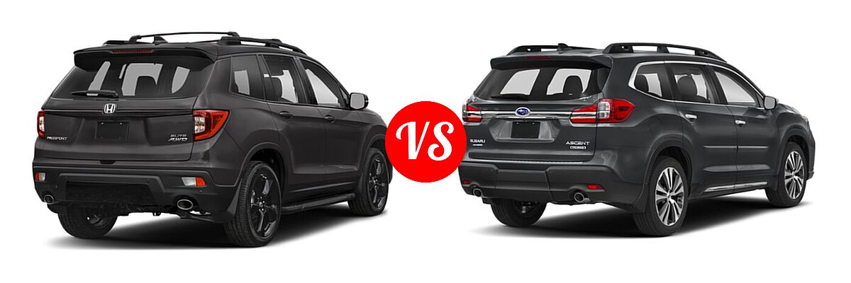2021 Honda Passport SUV Elite vs. 2021 Subaru Ascent SUV Touring - Rear Right Comparison
