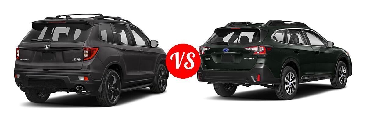 2021 Honda Passport SUV Elite vs. 2021 Subaru Outback SUV CVT - Rear Right Comparison