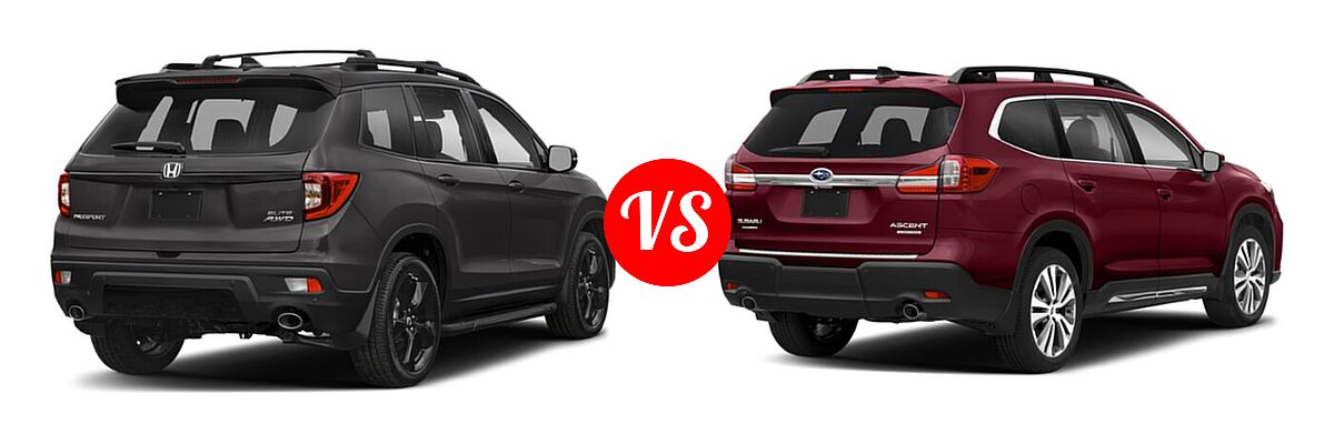 2021 Honda Passport SUV Elite vs. 2021 Subaru Ascent SUV Limited - Rear Right Comparison