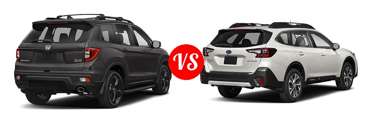 2021 Honda Passport SUV Elite vs. 2021 Subaru Outback SUV Limited - Rear Right Comparison