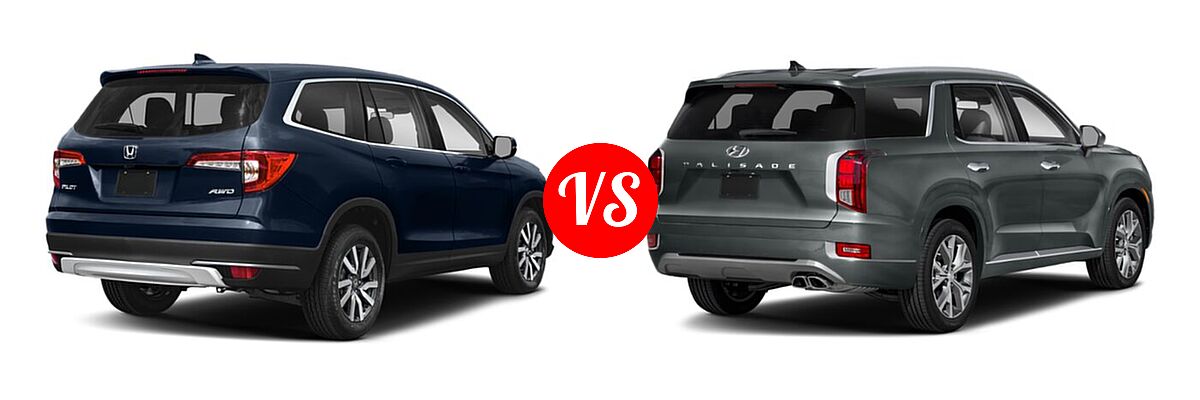 2021 Honda Pilot SUV EX vs. 2021 Hyundai Palisade SUV Limited - Rear Right Comparison