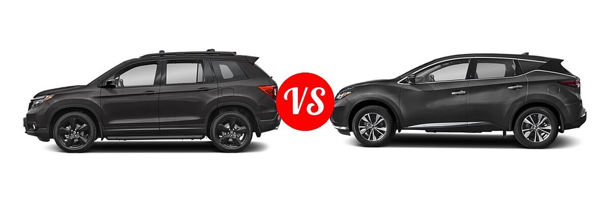 2021 Honda Passport SUV Elite vs. 2021 Nissan Murano SUV S / SV - Side Comparison