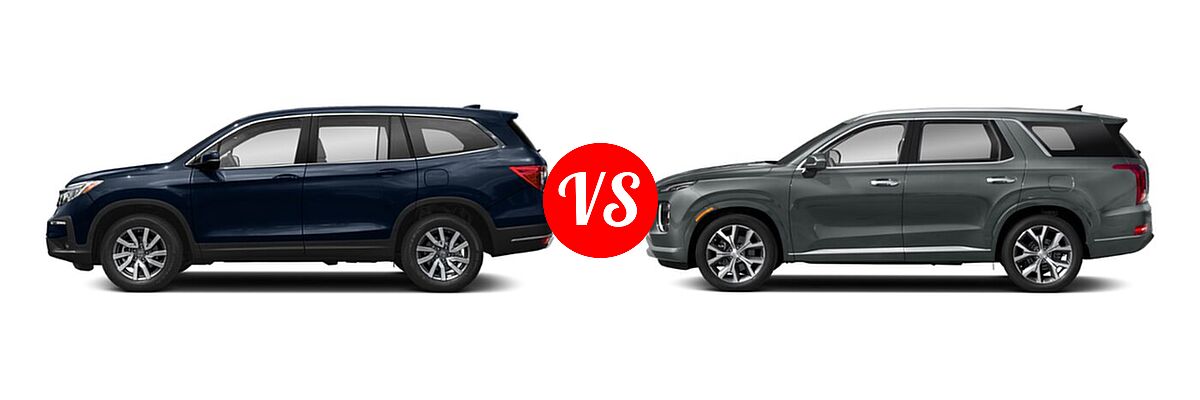 2021 Honda Pilot SUV EX vs. 2021 Hyundai Palisade SUV Limited - Side Comparison