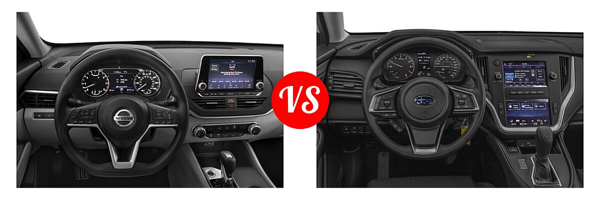2021 Nissan Altima Sedan 2.5 S vs. 2021 Subaru Legacy Sedan CVT / Limited XT / Touring XT - Dashboard Comparison