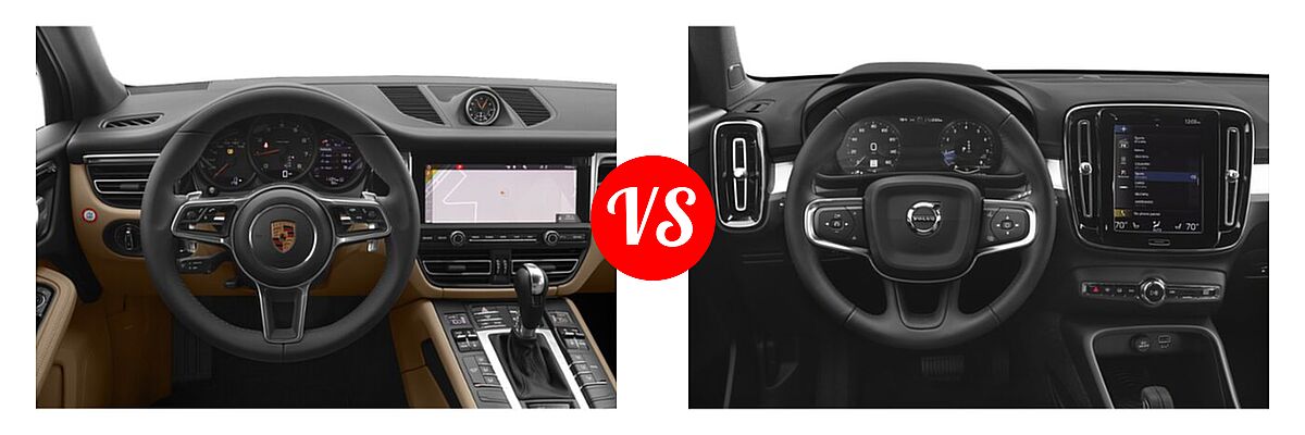 2020 Porsche Macan SUV AWD / S / Turbo vs. 2019 Volvo XC40 SUV Momentum / R-Design - Dashboard Comparison