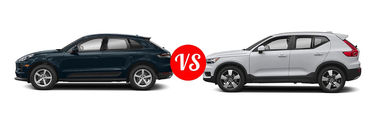 2020 Porsche Macan SUV AWD / S / Turbo vs. 2019 Volvo XC40 SUV Momentum / R-Design - Side Comparison