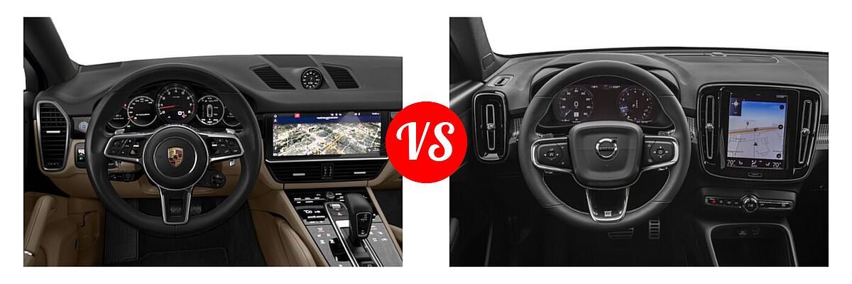 2020 Porsche Cayenne Coupe SUV Coupe AWD / S / Turbo vs. 2019 Volvo XC40 SUV R-Design - Dashboard Comparison
