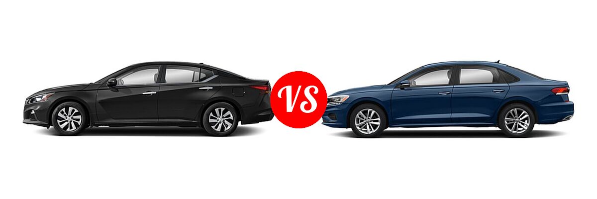 2021 Nissan Altima Sedan 2.5 S vs. 2021 Volkswagen Passat Sedan 2.0T S / 2.0T SE - Side Comparison
