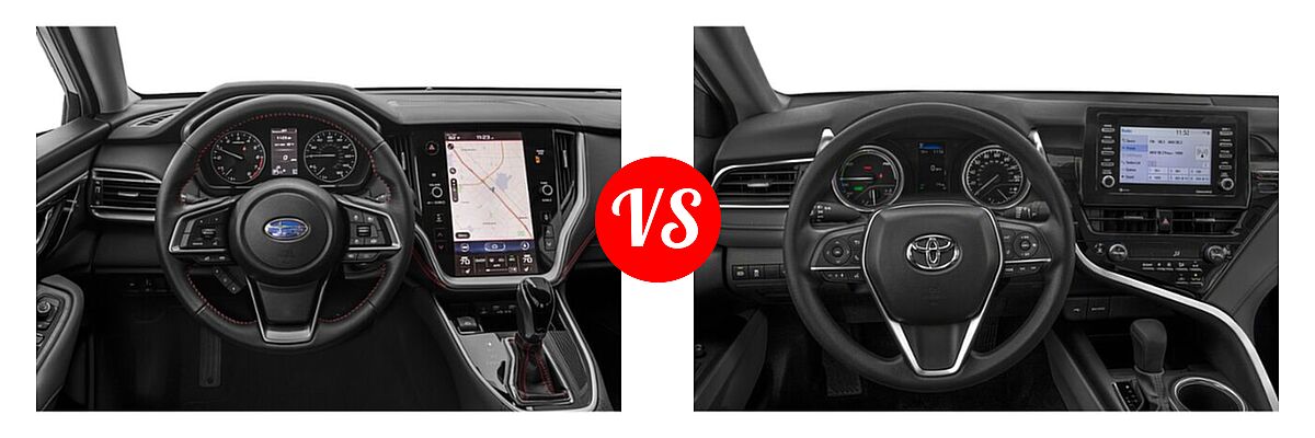 2021 Subaru Legacy Sedan Sport vs. 2021 Toyota Camry Hybrid Sedan Hybrid Hybrid LE - Dashboard Comparison