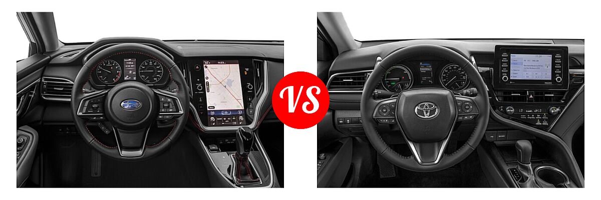 2021 Subaru Legacy Sedan Sport vs. 2021 Toyota Camry Hybrid Sedan Hybrid Hybrid SE - Dashboard Comparison