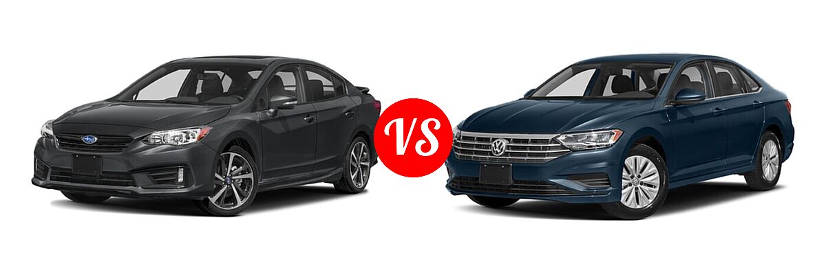 2021 Subaru Impreza Sedan Sport vs. 2021 Volkswagen Jetta Sedan S / SE / SEL / SEL Premium - Front Left Comparison