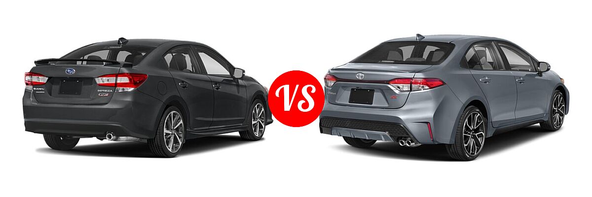 2021 Subaru Impreza Sedan Sport vs. 2021 Toyota Corolla Sedan SE / XSE - Rear Right Comparison