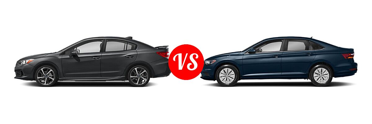 2021 Subaru Impreza Sedan Sport vs. 2021 Volkswagen Jetta Sedan S / SE / SEL / SEL Premium - Side Comparison