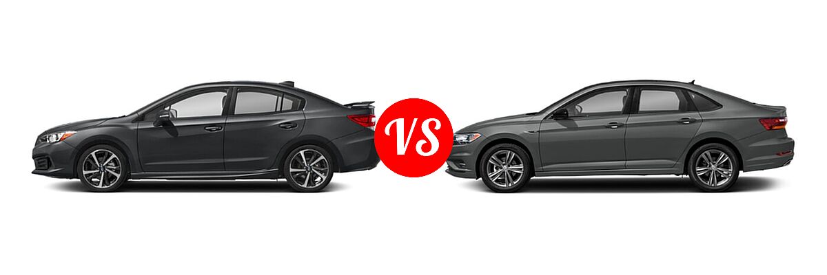 2021 Subaru Impreza Sedan Sport vs. 2021 Volkswagen Jetta Sedan R-Line - Side Comparison