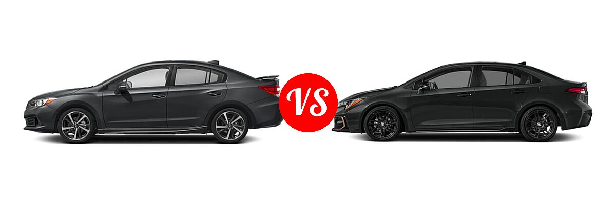 2021 Subaru Impreza Sedan Sport vs. 2021 Toyota Corolla Sedan APEX XSE - Side Comparison