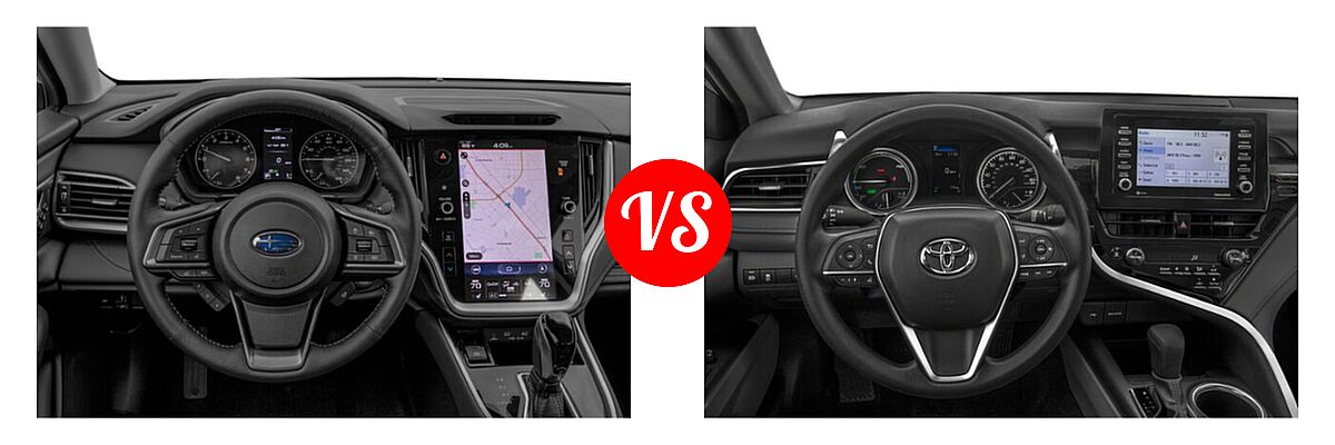2021 Subaru Legacy Sedan Limited vs. 2021 Toyota Camry Hybrid Sedan Hybrid Hybrid XLE - Dashboard Comparison