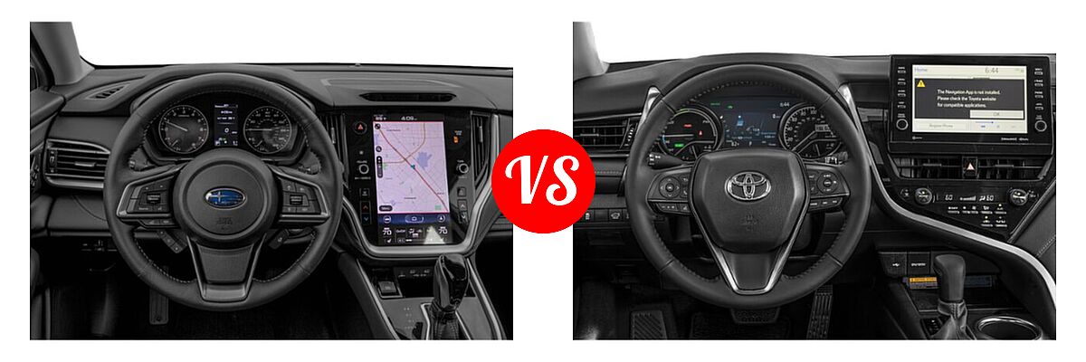2021 Subaru Legacy Sedan Limited vs. 2021 Toyota Camry Hybrid Sedan Hybrid Hybrid XSE - Dashboard Comparison