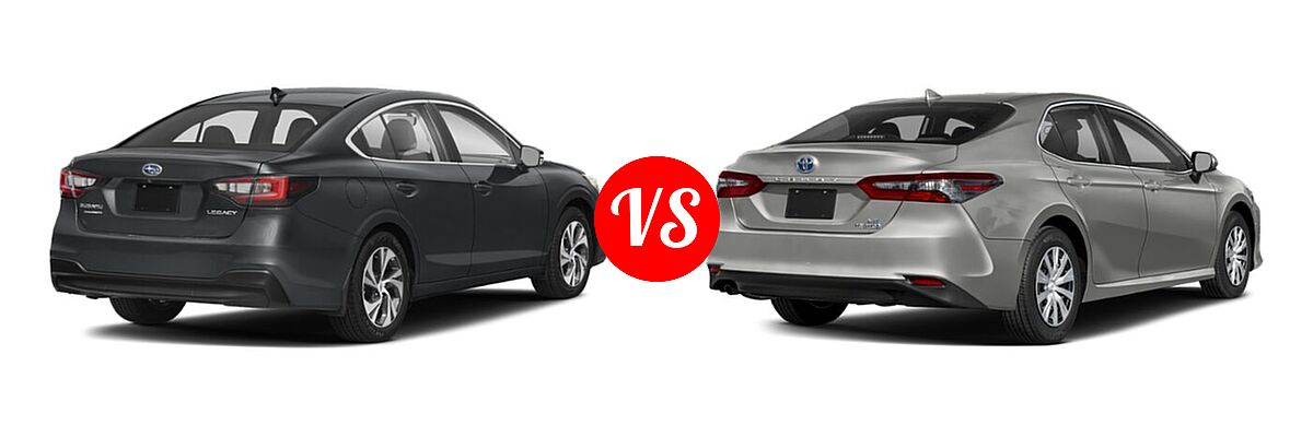 2021 Subaru Legacy Sedan Premium vs. 2021 Toyota Camry Hybrid Sedan Hybrid Hybrid XLE - Rear Right Comparison