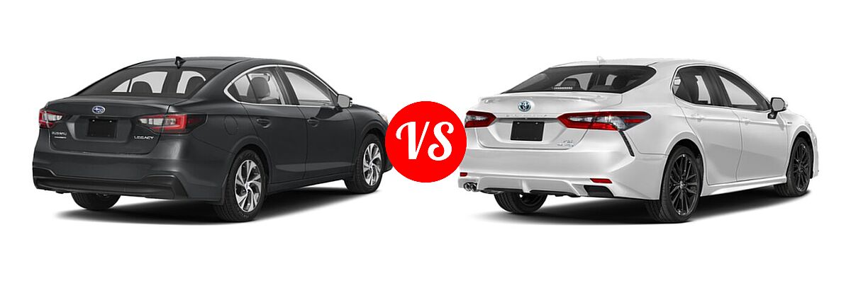 2021 Subaru Legacy Sedan Premium vs. 2021 Toyota Camry Hybrid Sedan Hybrid Hybrid XSE - Rear Right Comparison