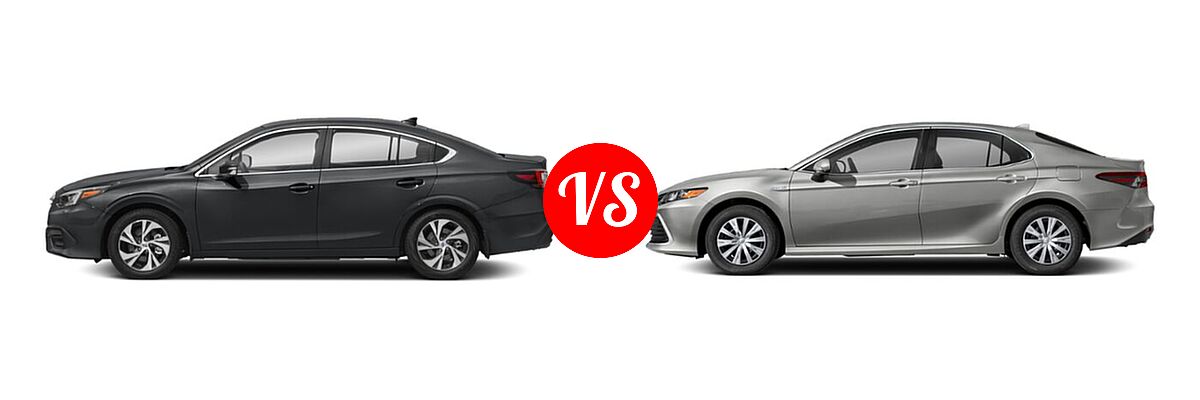2021 Subaru Legacy Sedan Premium vs. 2021 Toyota Camry Hybrid Sedan Hybrid Hybrid LE - Side Comparison