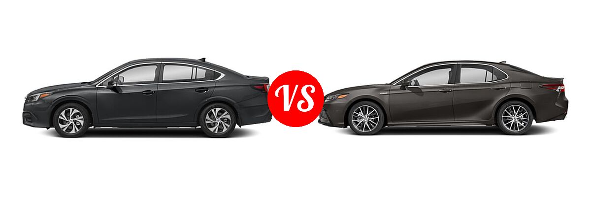 2021 Subaru Legacy Sedan Premium vs. 2021 Toyota Camry Hybrid Sedan Hybrid Hybrid SE - Side Comparison