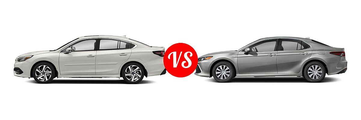 2021 Subaru Legacy Sedan Limited vs. 2021 Toyota Camry Hybrid Sedan Hybrid Hybrid LE - Side Comparison