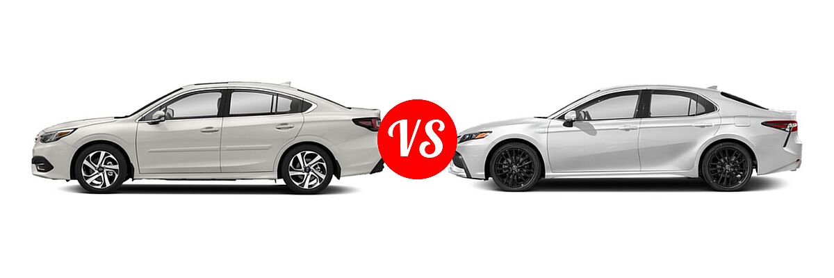 2021 Subaru Legacy Sedan Limited vs. 2021 Toyota Camry Hybrid Sedan Hybrid Hybrid XSE - Side Comparison