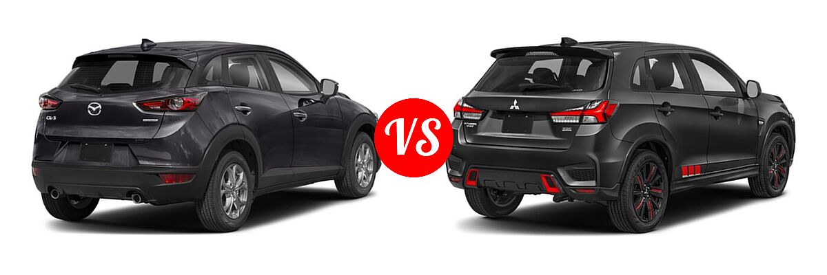 2021 Mazda CX-3 SUV Sport vs. 2021 Mitsubishi Outlander Sport SUV BE - Rear Right Comparison
