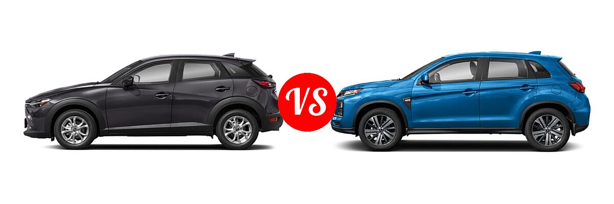2021 Mazda CX-3 SUV Sport vs. 2021 Mitsubishi Outlander Sport SUV ES / LE - Side Comparison