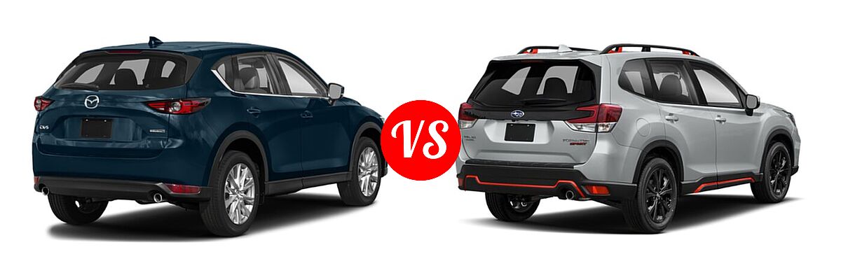 2021 Mazda CX-5 SUV Grand Touring vs. 2021 Subaru Forester SUV Sport - Rear Right Comparison