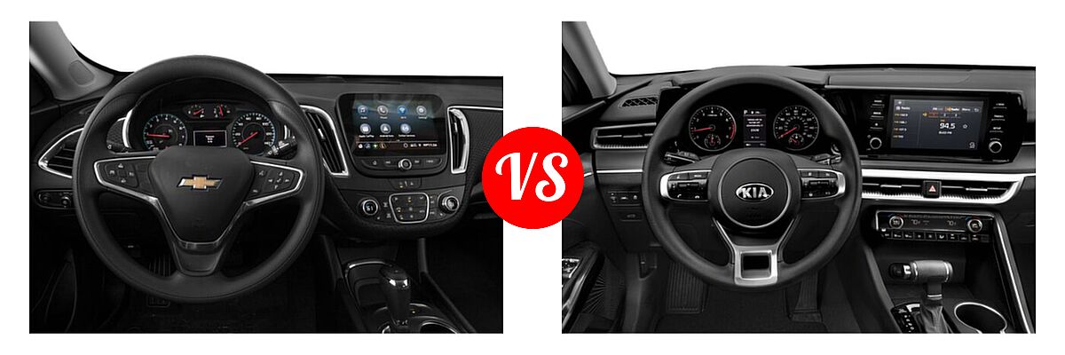 2021 Chevrolet Malibu Sedan LT vs. 2021 Kia K5 Sedan GT / LX / LXS - Dashboard Comparison