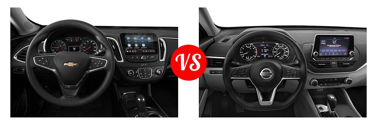 2021 Chevrolet Malibu Sedan LT vs. 2021 Nissan Altima Sedan 2.5 S - Dashboard Comparison