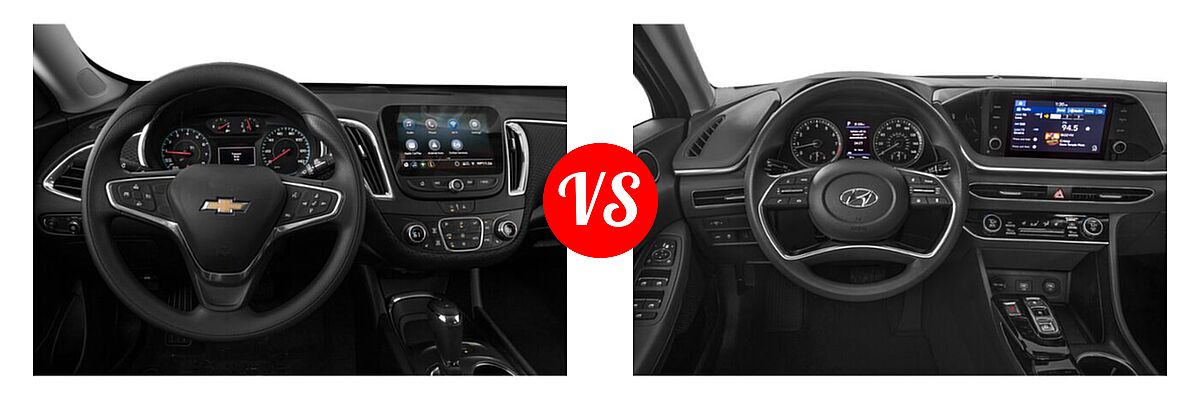 2021 Chevrolet Malibu Sedan LT vs. 2021 Hyundai Sonata Sedan SEL / SEL Plus - Dashboard Comparison