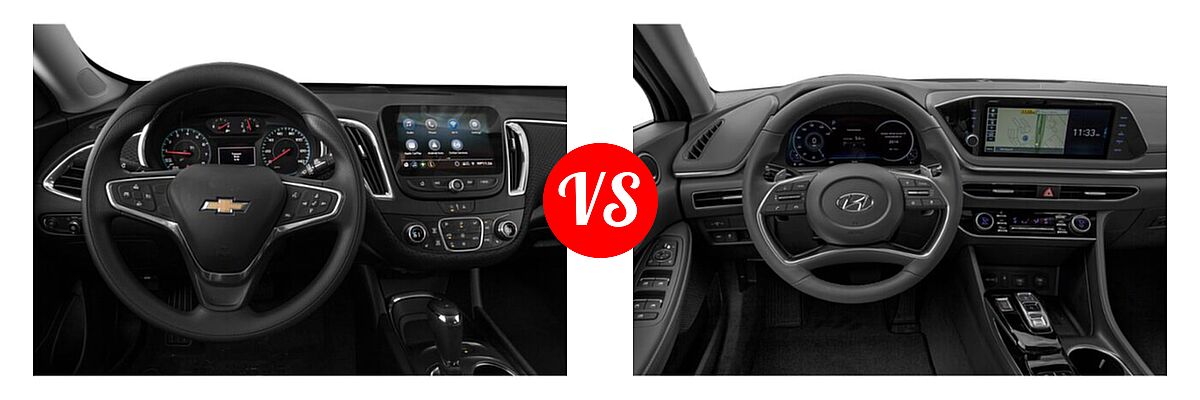 2021 Chevrolet Malibu Sedan LT vs. 2021 Hyundai Sonata Sedan Limited - Dashboard Comparison