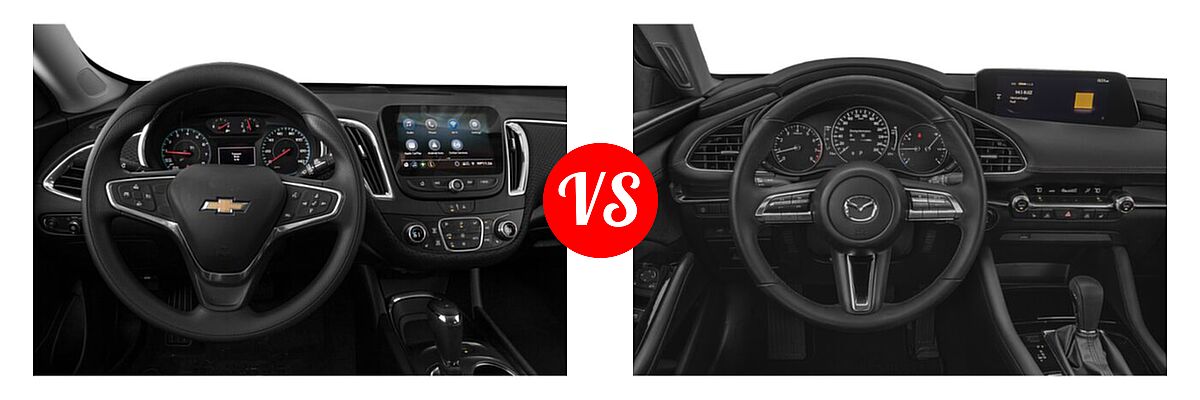 2021 Chevrolet Malibu Sedan LT vs. 2021 Mazda 2 Sedan Premium - Dashboard Comparison