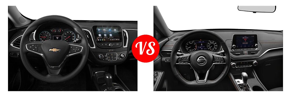 2021 Chevrolet Malibu Sedan LT vs. 2021 Nissan Altima Sedan 2.0 SR / 2.5 SR - Dashboard Comparison