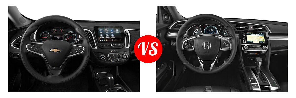 2021 Chevrolet Malibu Sedan LT vs. 2021 Honda Civic Sedan Touring - Dashboard Comparison