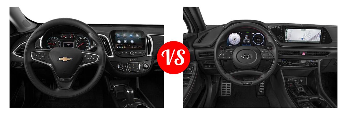 2021 Chevrolet Malibu Sedan LT vs. 2021 Hyundai Sonata Sedan N Line - Dashboard Comparison