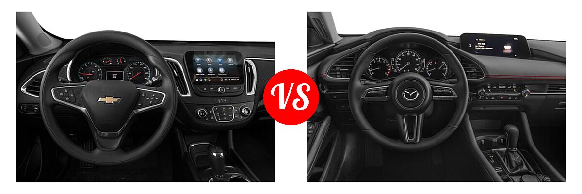 2021 Chevrolet Malibu Sedan LT vs. 2021 Mazda 2 Sedan 2.5 Turbo - Dashboard Comparison
