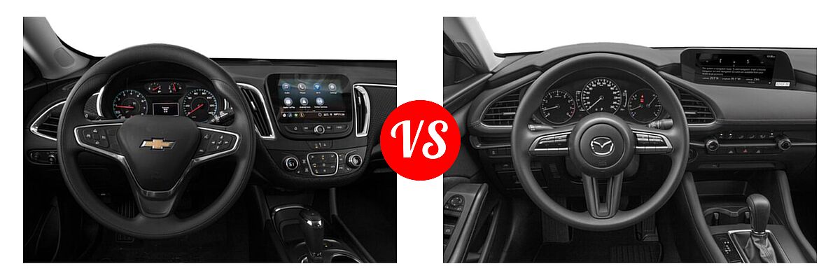 2021 Chevrolet Malibu Sedan LT vs. 2021 Mazda 2 Sedan 2.5 S - Dashboard Comparison