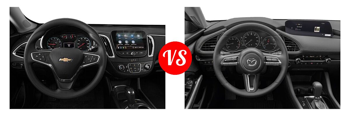 2021 Chevrolet Malibu Sedan LT vs. 2021 Mazda 2 Sedan 2.5 Turbo Premium Plus - Dashboard Comparison