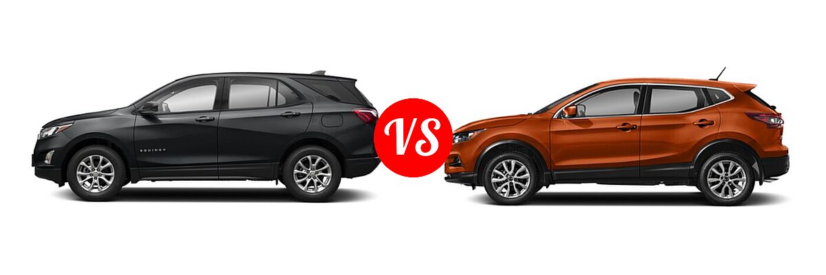 2021 Chevrolet Equinox SUV L / LS vs. 2021 Nissan Rogue Sport SUV S / SV - Side Comparison