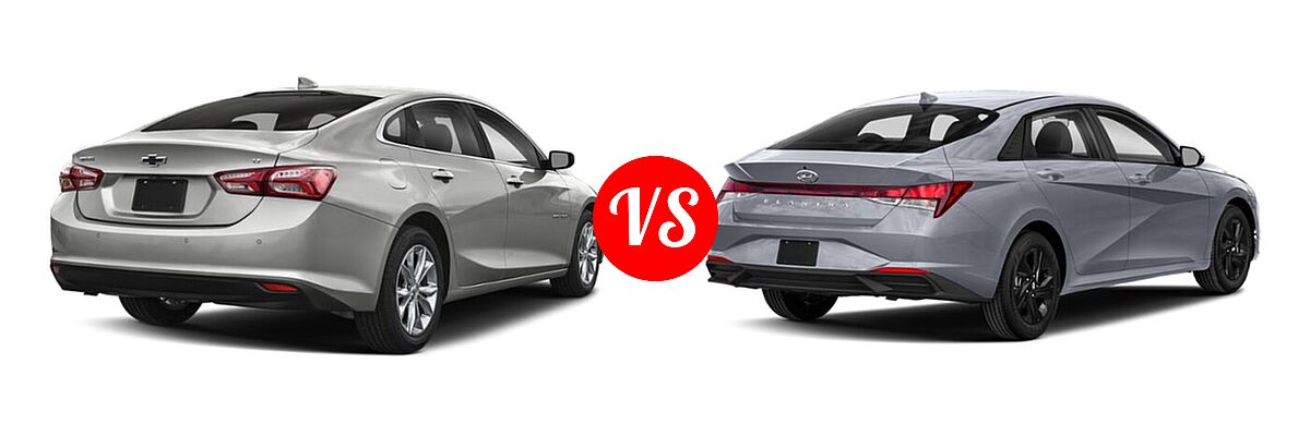 2021 Chevrolet Malibu Sedan LT vs. 2021 Hyundai Elantra Sedan SEL - Rear Right Comparison