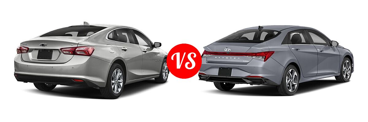 2021 Chevrolet Malibu Sedan LT vs. 2021 Hyundai Elantra Sedan Limited / N Line / SE - Rear Right Comparison